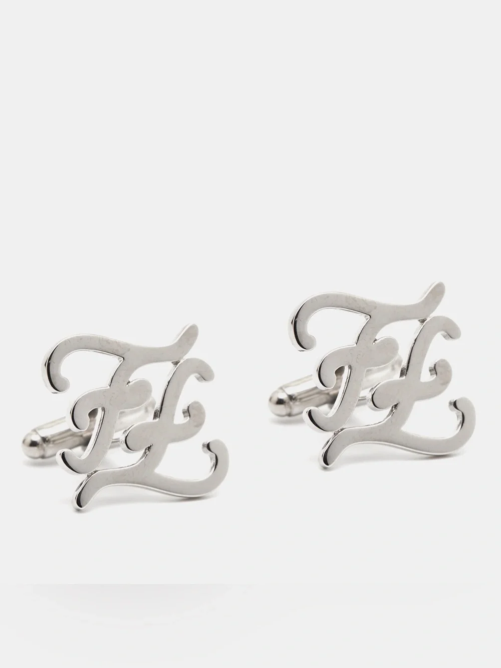 Fendi Karligraphy FF Silver Tone Cufflinks